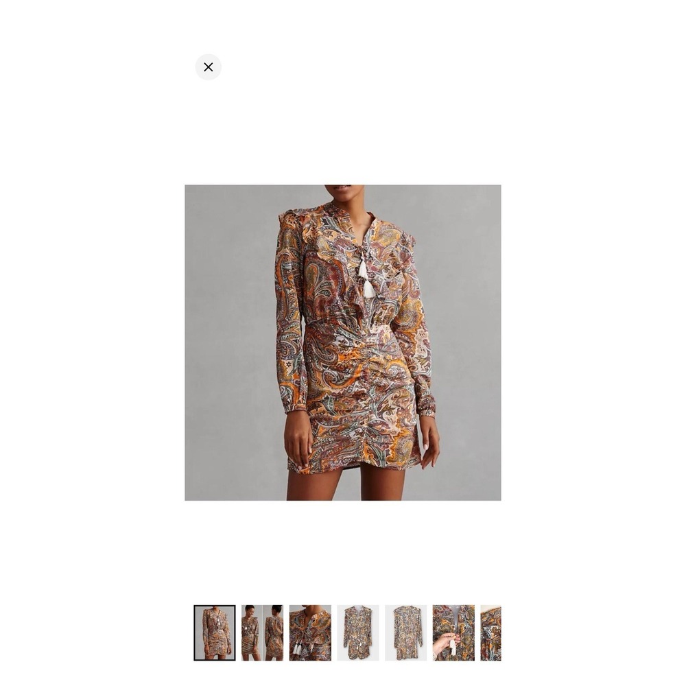 NWT Anthropologie Orange Paisley Tie Up Mini Dress  4